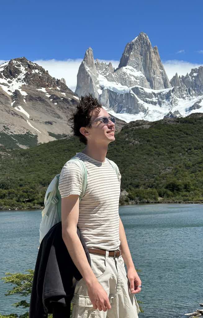 Kirill standing on the background of Perito Moreno glacier