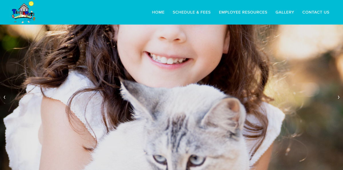 Screenshot of Tiny Tots, from the childcare & daycare websites collection.