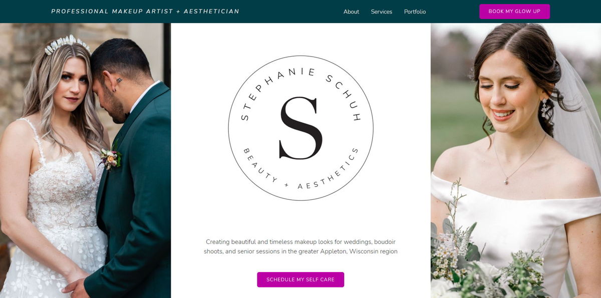 Screenshot of Stephanie Schuh Beauty, from the esthetician websites collection.