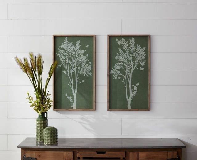 wall art set of green prints with fern design