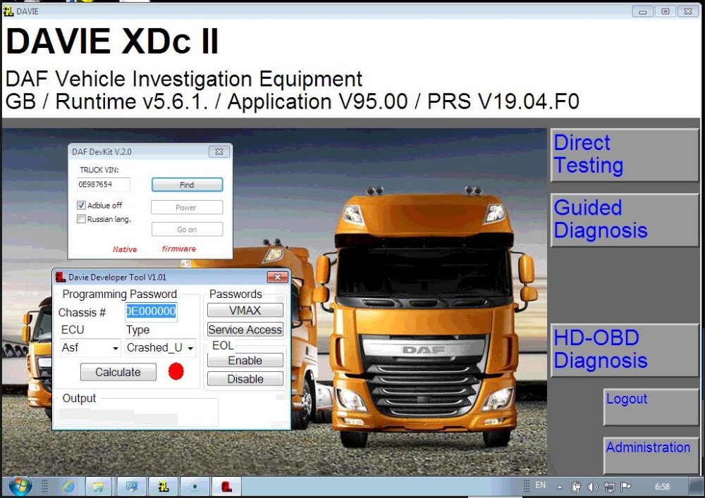 DAF Davie Runtime 5.6.1 2020 app v95 latest für DAF/Pacar-Motordiagnosegerät