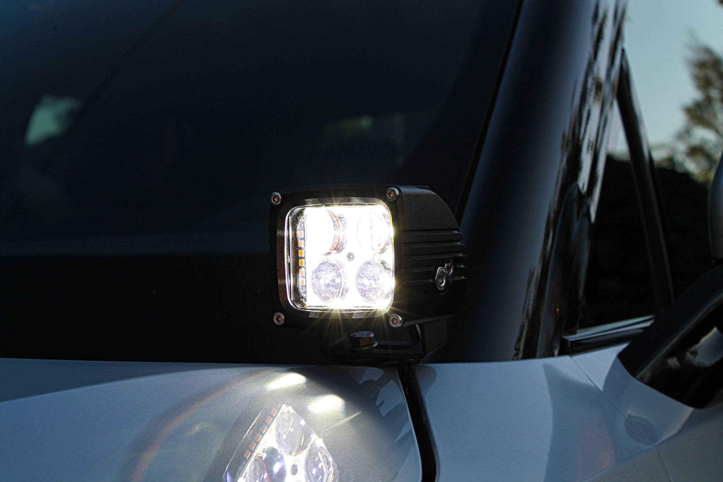 rivian lights hood mount ditch lights white mandr automotive mandronline 