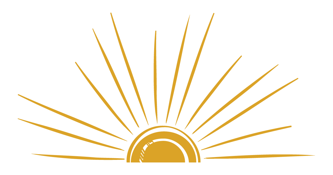 Project Optimist half sun icon in yellow, linocut style