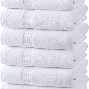 Utopia Towels 6 Piece Premium Hand Towels Set, (16 x 28 inches) 100% Ring Spun Cotton, Lightweight and Highly Absorbent Towels for Bathroom, Travel, Camp, Hotel, and Spa (White)