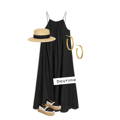 Black Strapless Dress and Gold Hoop Earrings for Holiday