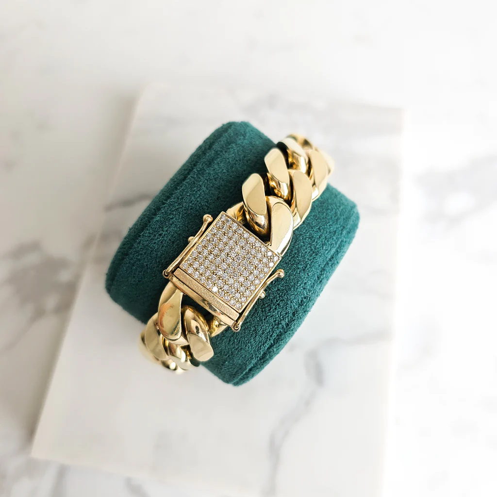 Cuban Bracelet with Diamond Box Lock