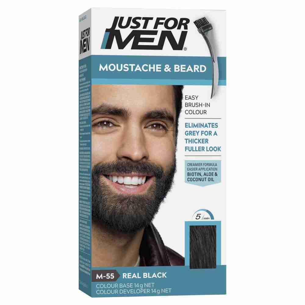 Just For Men Moustache & Beard Brush-In Colour Gel Real Black
