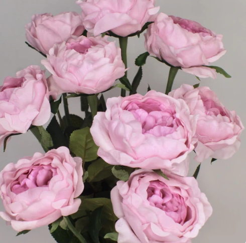 Pink Ice Real Touch David Austin Half Bloom Rose- Realistic Artificial Flowers