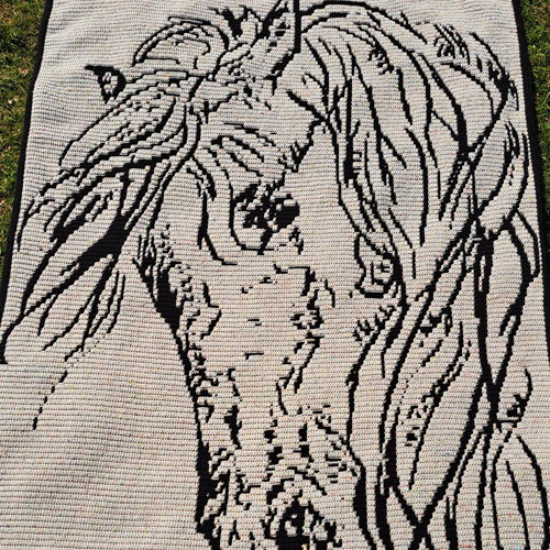 Whispering Mane | Horse Overlay Mosaic Crochet Blanket PDF Pattern