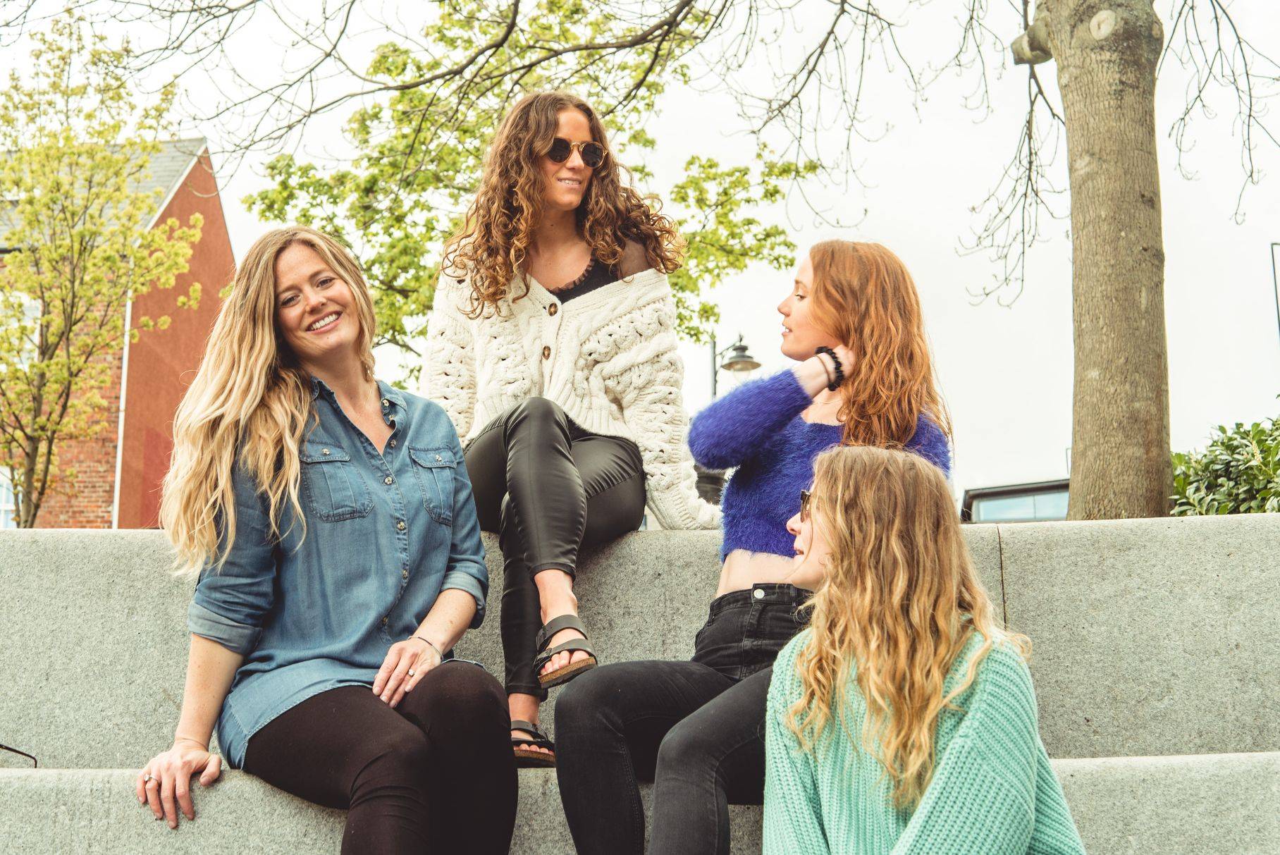 Image of girls sitting on steps