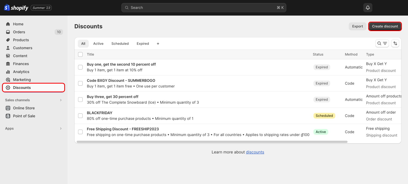 Discounts creating on Shopify