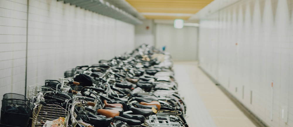 Bike storage area hallway
