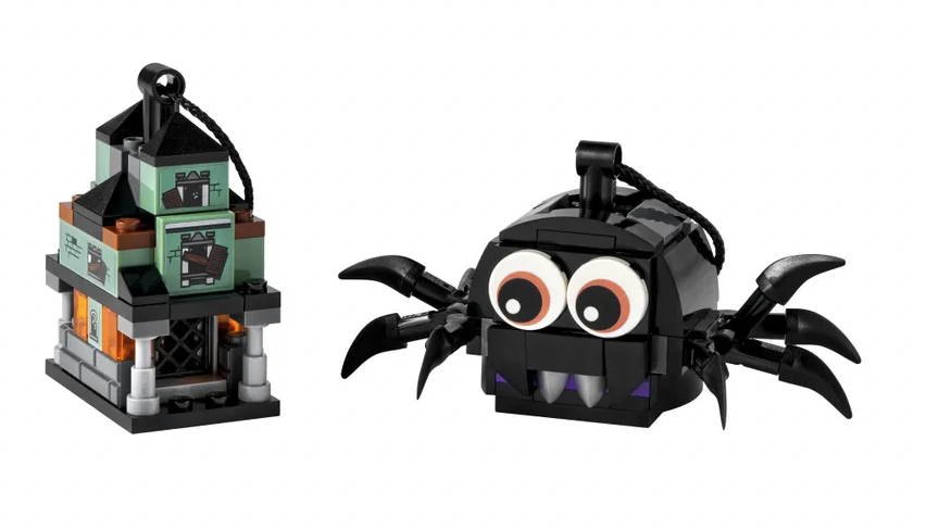 lego  the haunted house and scary spider.