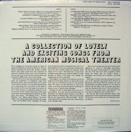 ★Sealed★ RCA Victor / - John Gary on Broadway!