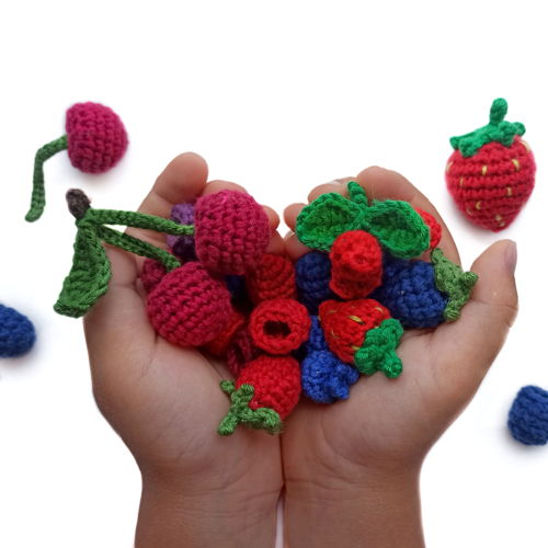 BERRIES crochet pattern 6 in 1: cherry, strawberry, raspberry, blackberry, cranberry, blueberry. Food crochet pattern. Fruit crochet pattern