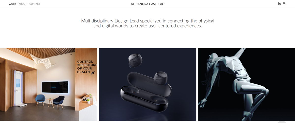 Screenshot of Alejandra Castelao, from the industrial design portfolios collection.