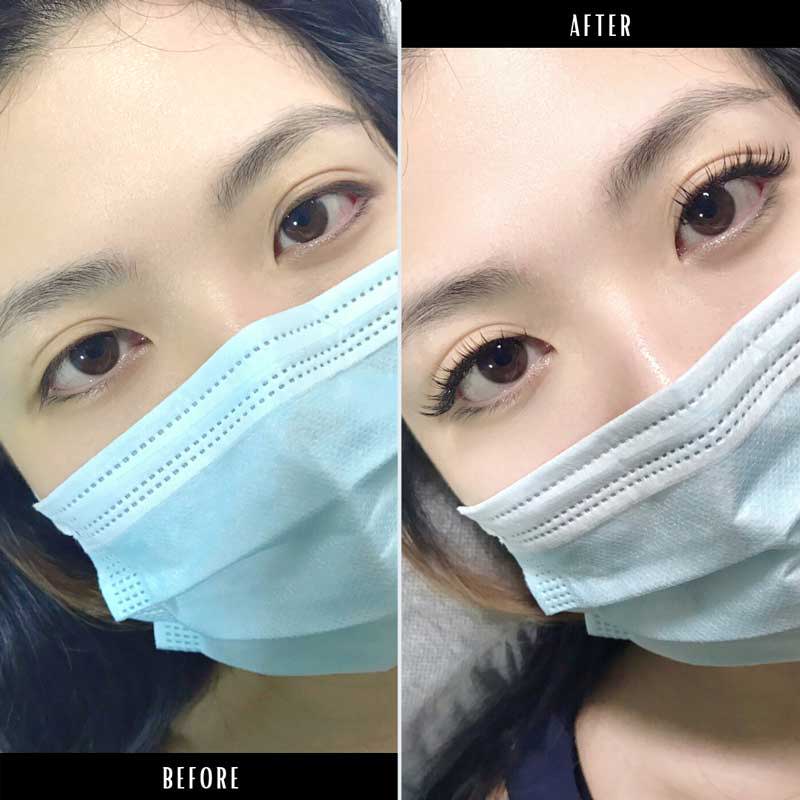before and after eyelash extensions at project lash studio