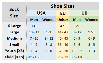 Sock Sizing Guide Chart