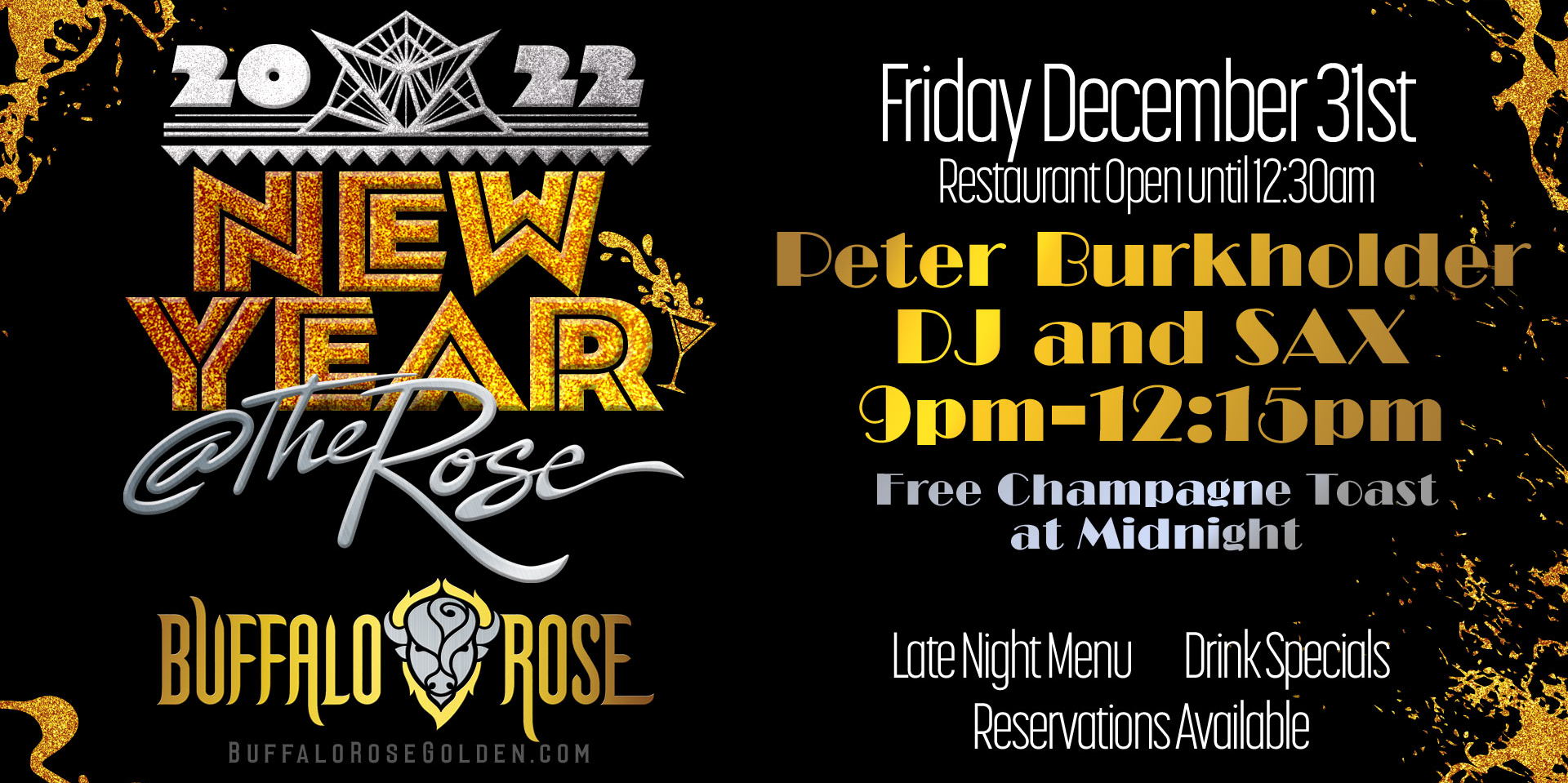 New Year Celebration @ Buffalo Rose Restaurant  promotional image