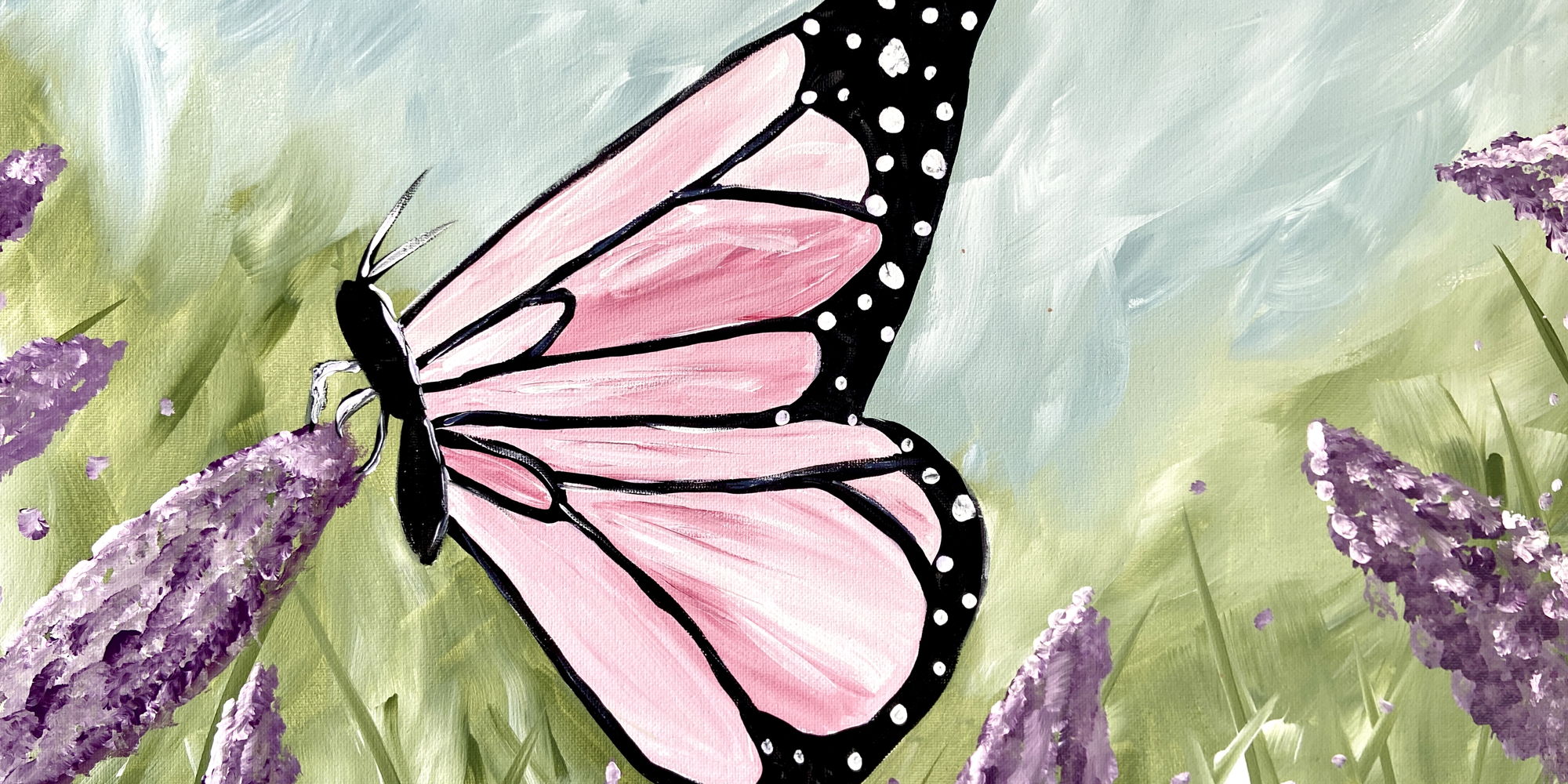 Paint & Sip @ Estuary Beans & Barley: Lavender Butterfly ($37pp) promotional image