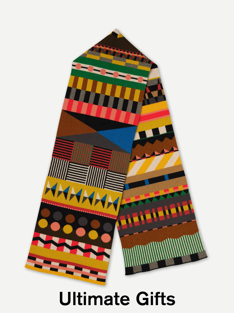 model wears  Large Geometric Scarf Multicolour