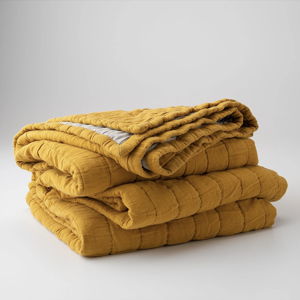 King Channeled Cotton Quilt - Channeled Ochre