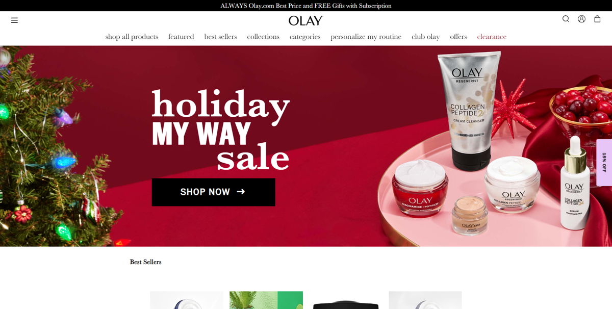 Screenshot of Olay, from the beauty websites collection.
