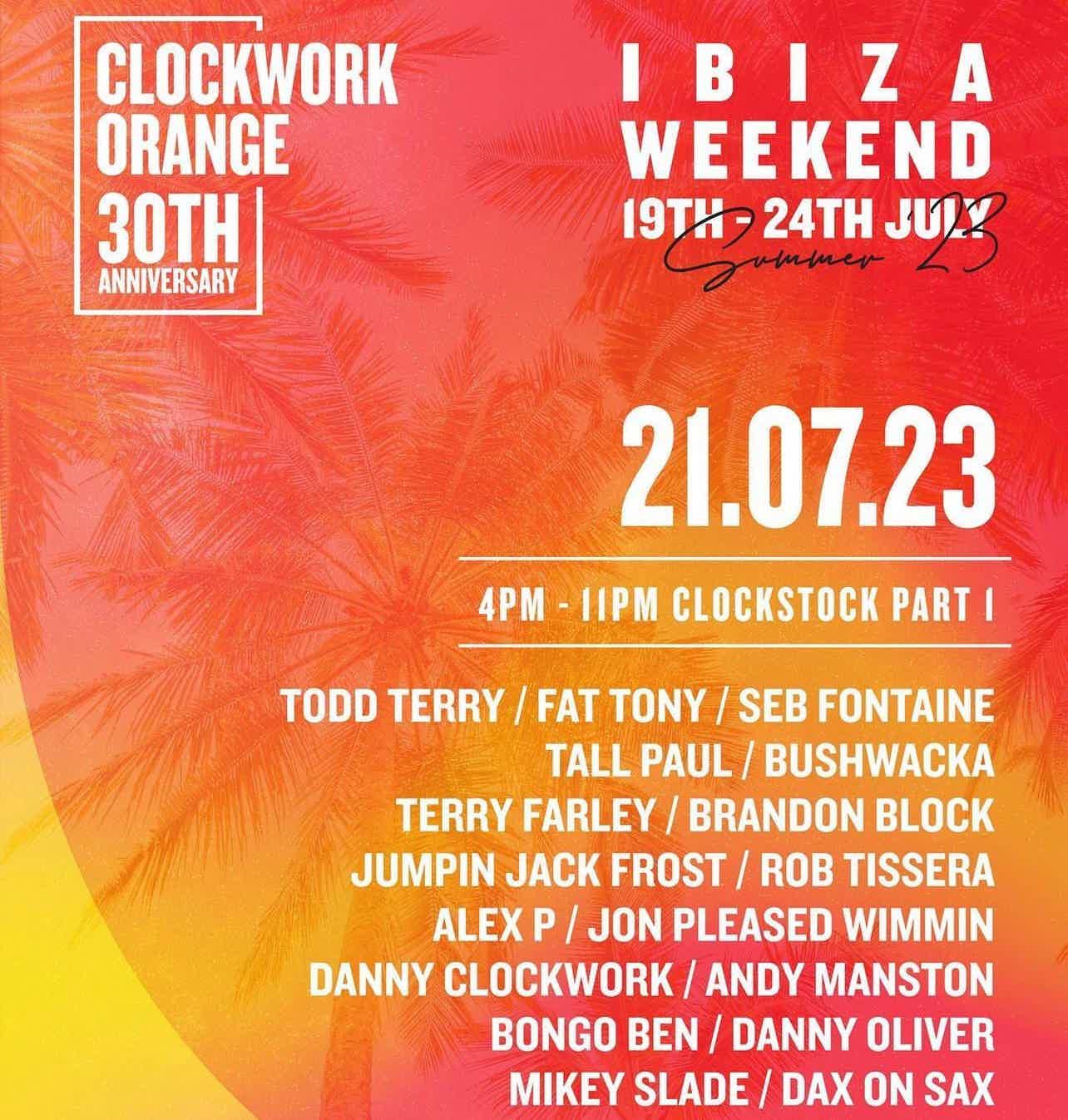 COVA SANTA party Clockstock Part 1 by Clockwork Orange tickets and info, party calendar Cova Santa club ibiza