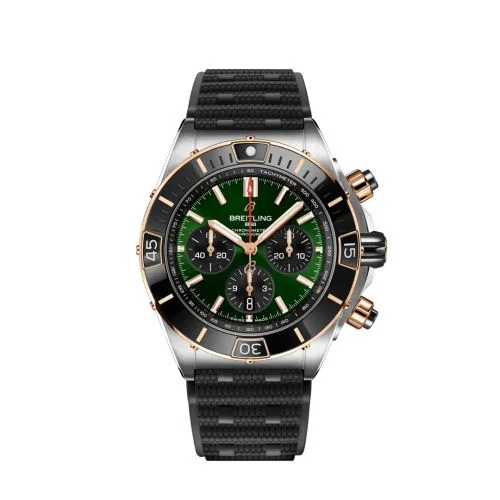 Super Chronomat B01 44 Stainless Steel - Red Gold / Green / Rubber Rouleaux