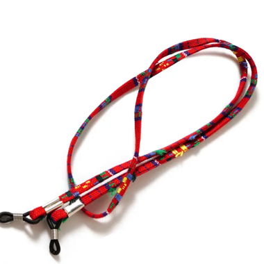 Farbenfrohe Brillenkette im Ethno-Style rot