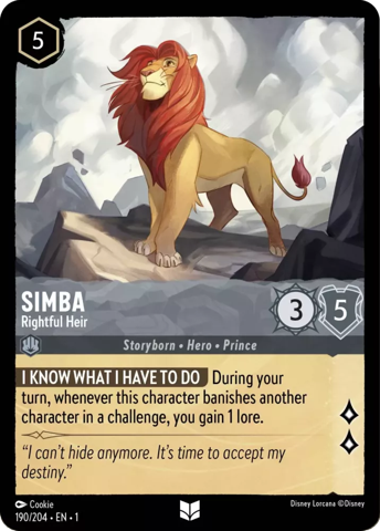 Simba card from Disney's Lorcana: The First Chapter.