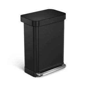 55L rectangular step can with liner pocket Matte black