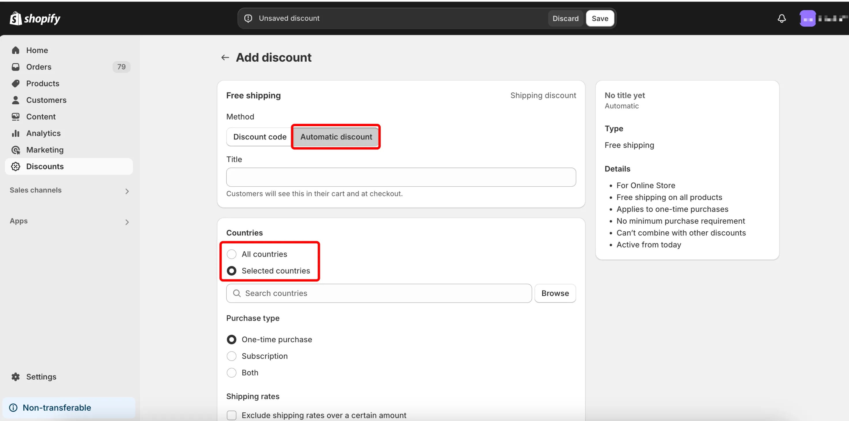 Shopify automatic discounts