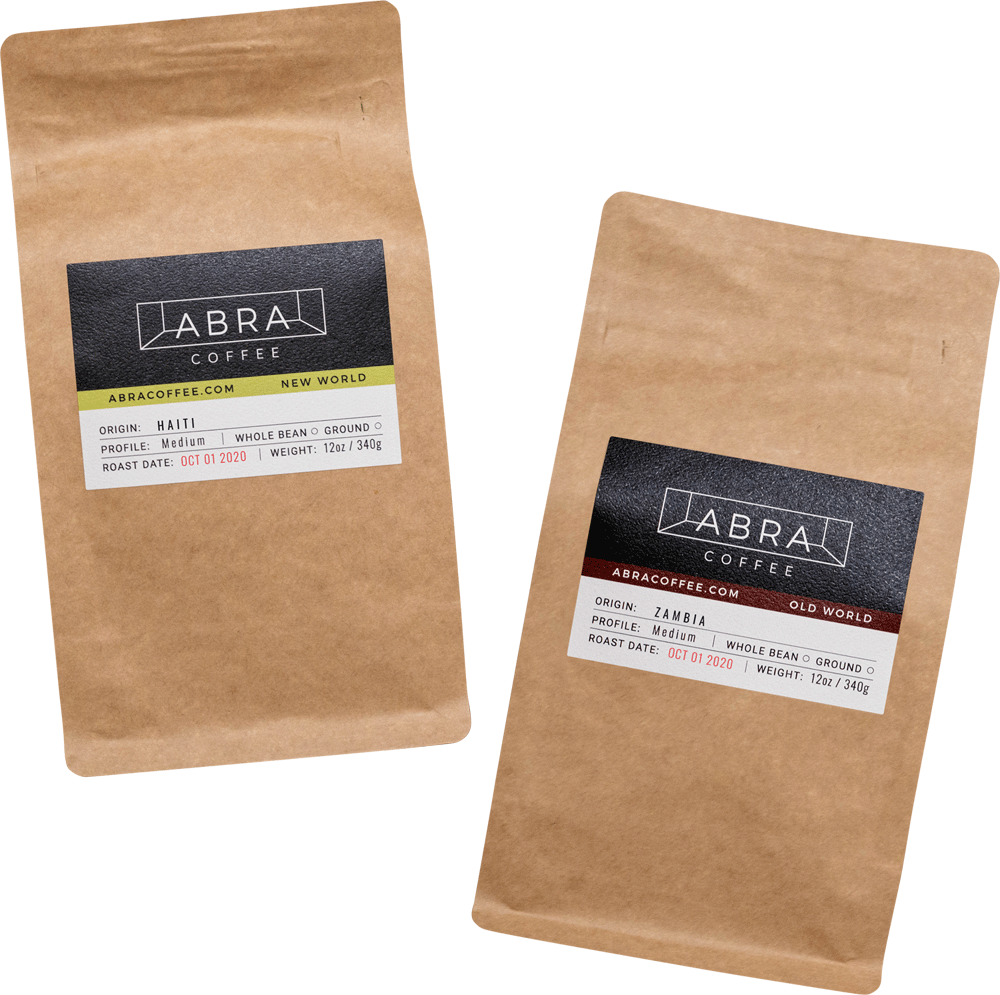 two abra coffee packages