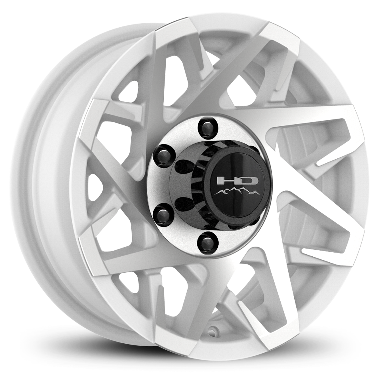 HD Off-Road Canyon Custom Trailer Wheel Rims in 15x6.0  15x6 Gloss White Machined Face with Center Cap & Logo fits 6x5.50 / 6x139.7 Axle Boat, Car, RV, Travel, Concession, Horse, Utility, Lawn & Garden, & Landscaping.