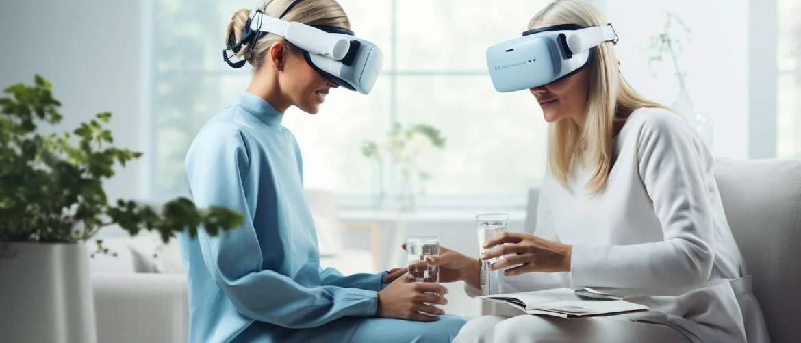 Nurse and patient sharing a moment with VR, showcasing empathy.