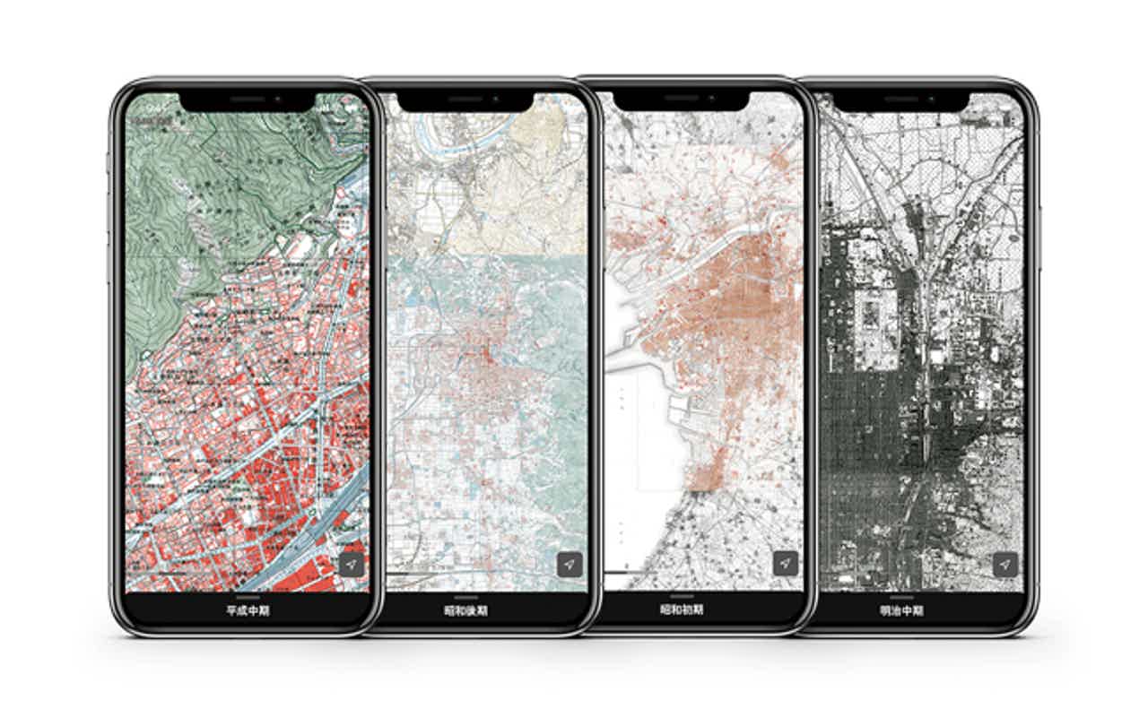 日本地図センター、iPhone向け古地図アプリ「関西時層地図」を提供開始