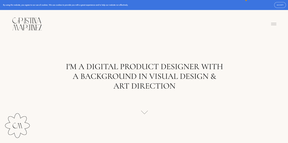 Screenshot of Cristina Martinez, from the product designer portfolios collection.