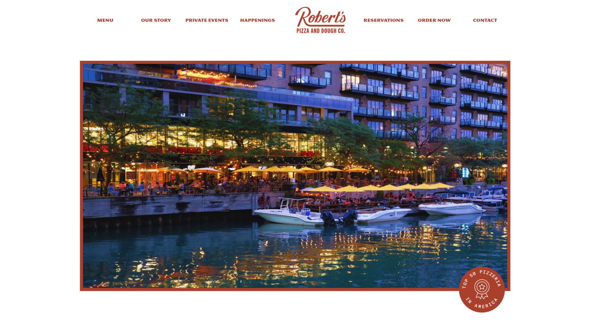 Screenshot of Robert's Pizza, from the pizza place websites collection.