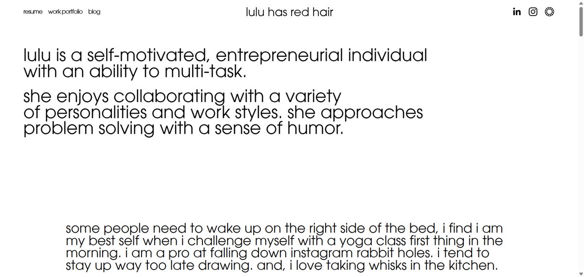 Screenshot of Lulu , from the social media portfolios collection.