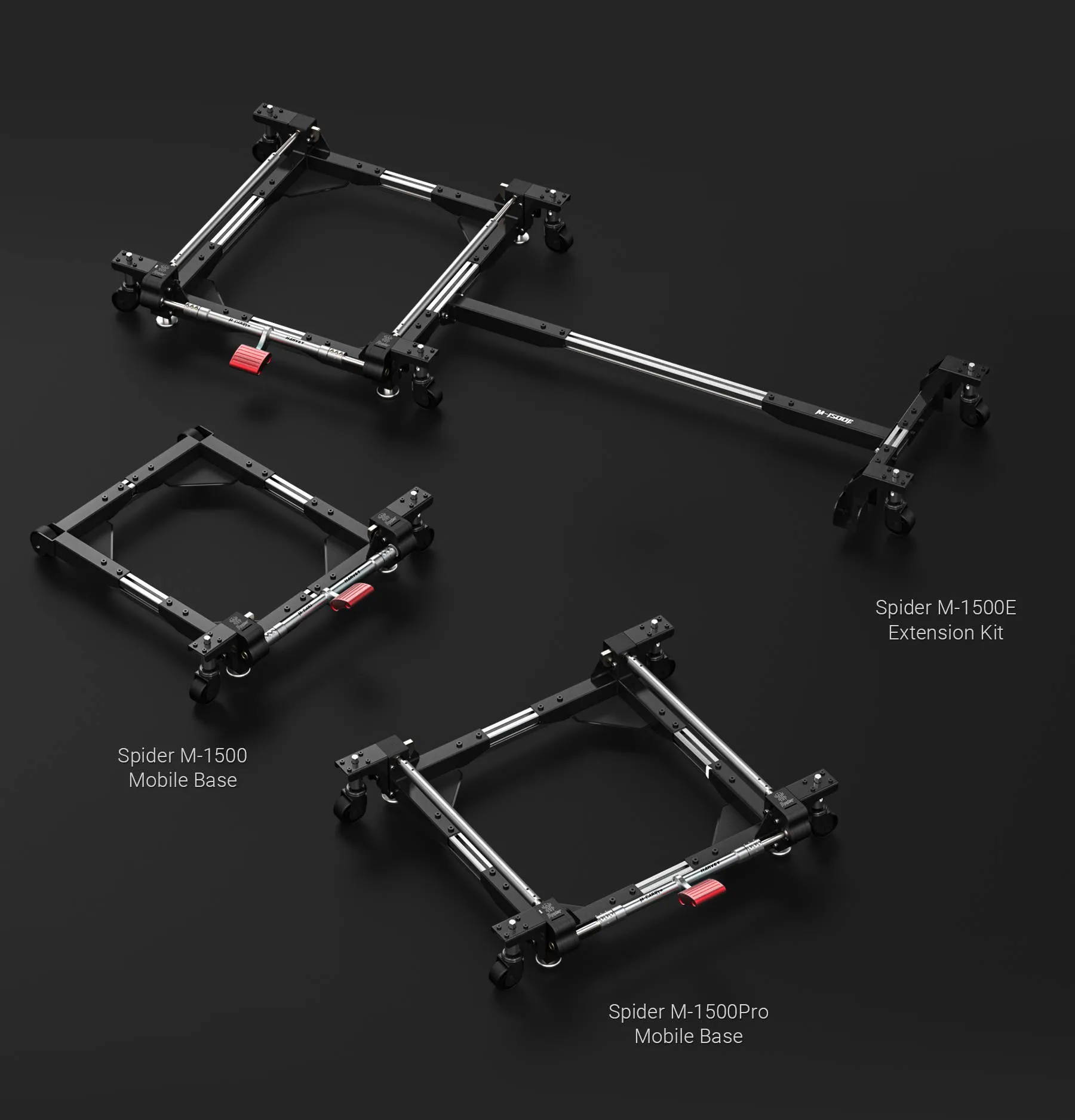 mobile base woodworking machinery mobility system Spider M-1500 with Spider M-1500Pro and Spider M-1500E Extension Kit