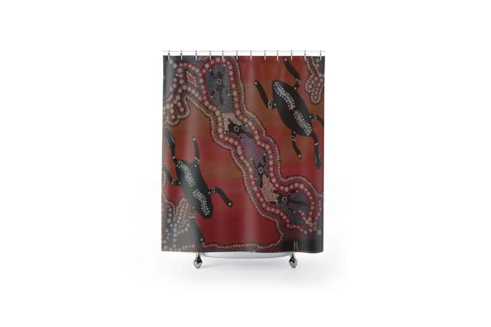 Boho Shower Curtain, Ethnic Nature Design, Bathroom Textile