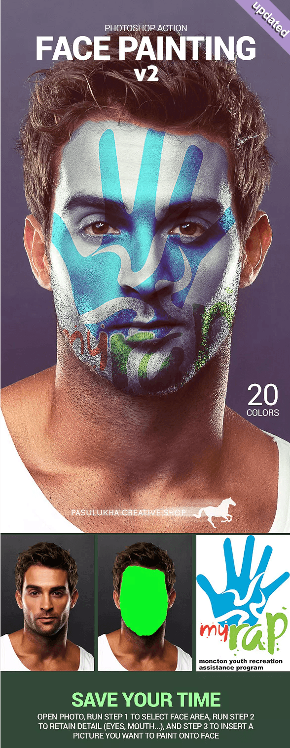 Face Painting от GraphicRiver - премиум Фотошоп экшен