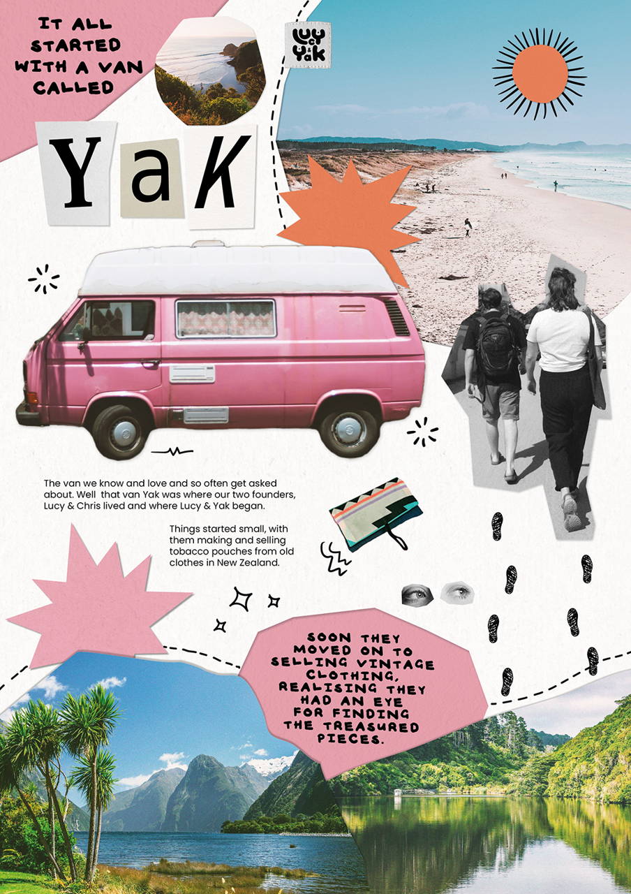 It all started with a van called Yak.  The van we know and love and so often get asked about. Well that van Yak was where our two founders, Lucy & Chris lived and where Lucy & Yak began.   Things started small, with them making and selling tobacco pouches from old clothes in New Zealand. Soon they moved on to selling vintage clothing, realising they had an eye for finding the treasured pieces. Eventually, they headed back to Yorkshire as something was clearly brewing…  Based in Barnsley, they scoured charity shops in search of the best bits to sell on and breathe new life into. There was one thing they quickly noticed was far more popular than the rest…dungarees.   The humble dungaree. Really a perfect piece when you think about it. Timeless and very, very comfy. 