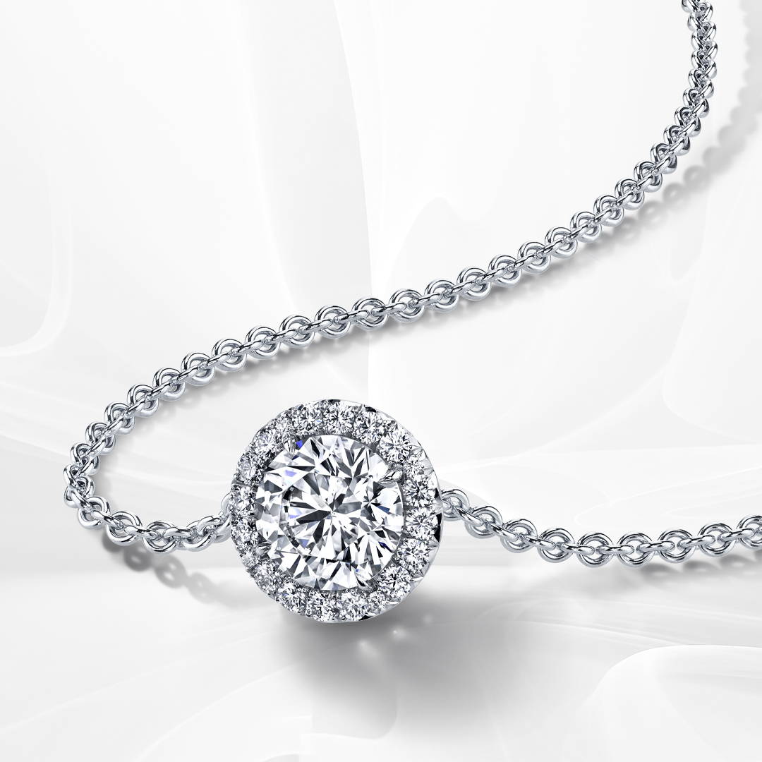 Diamond necklace with halo