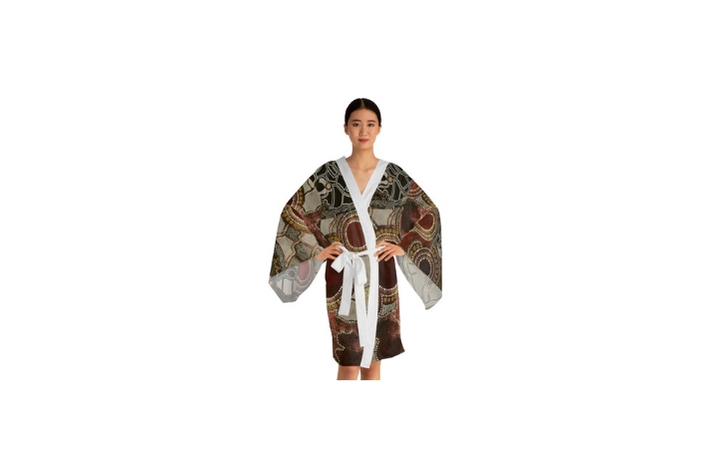 Artistic Long Sleeve Kimono Robe, Bohemian Lounge Wear feel comfortable and affordable