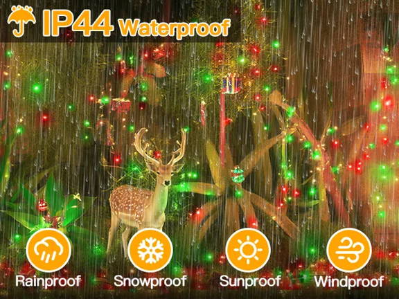 Features of Ollny's 800 leds clear cable cool white string lights - mobile size