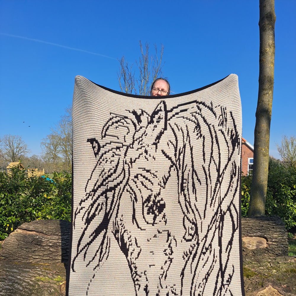 Whispering Mane | Horse Overlay Mosaic Crochet Blanket PDF Pattern