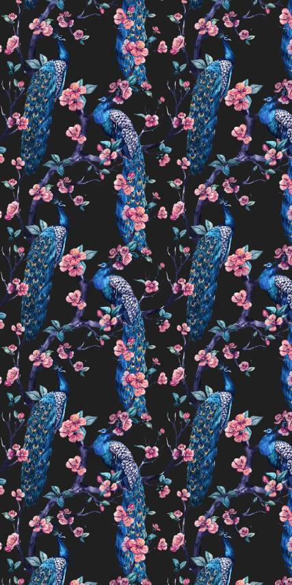 Black & Blue Jungle Bird Wallpaper pattern image
