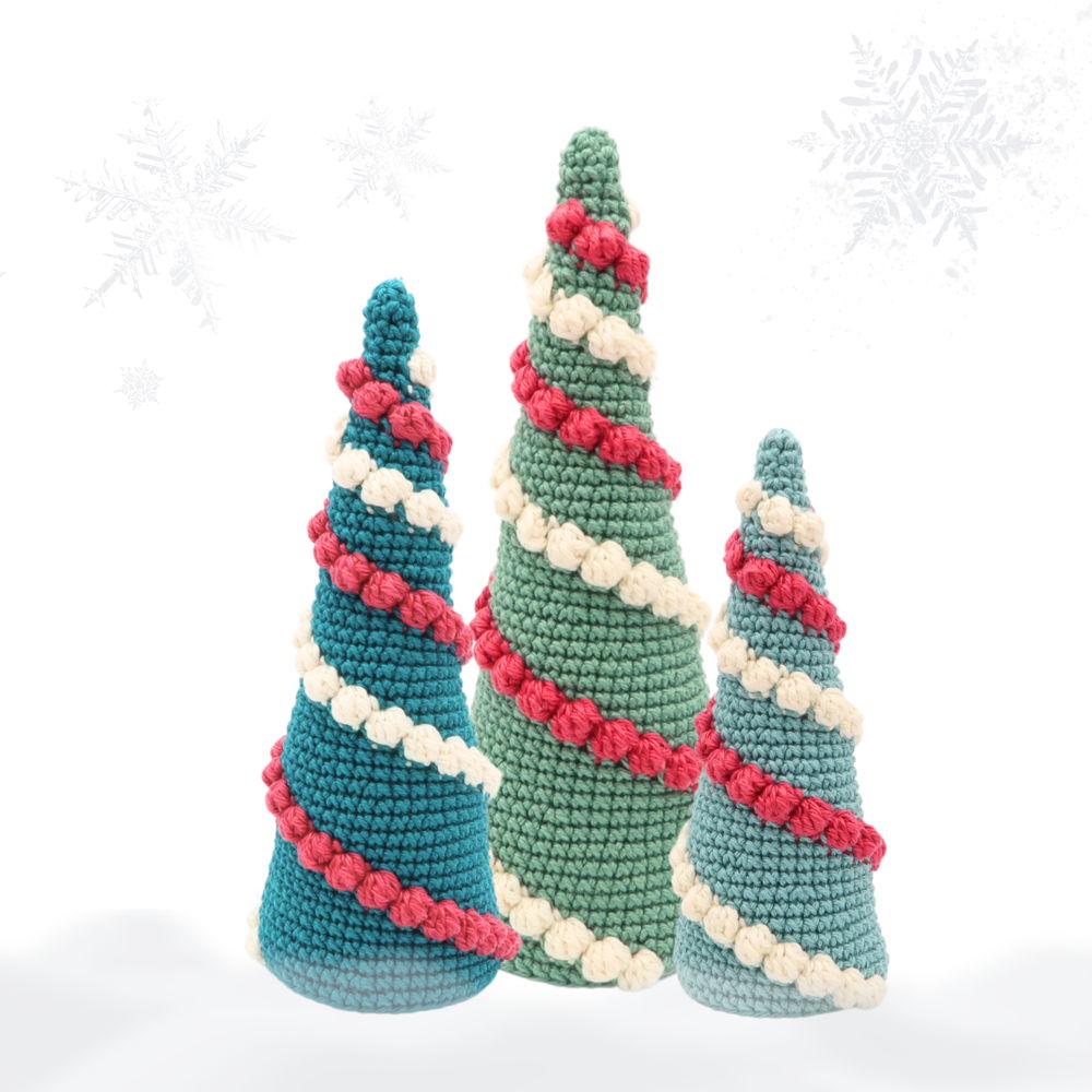 Set of 3 Sizes Christmas Trees, Crochet Patterns, Amigurumi